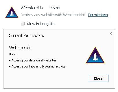 Cannot uninstall websteroids