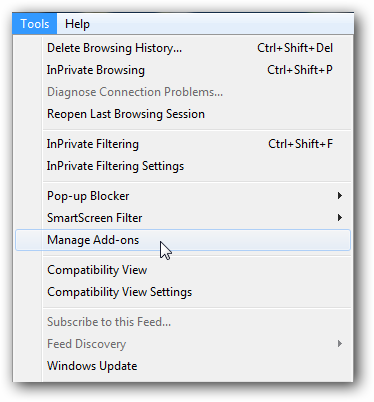 IE manage add-on