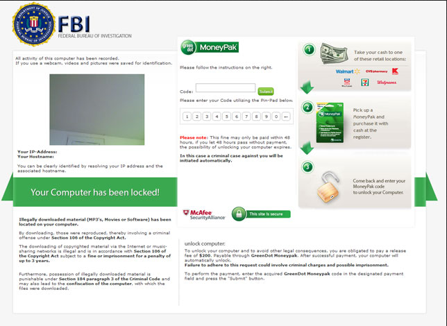 FBI Moneypak virus