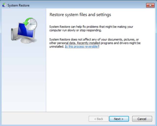 restore files and settings