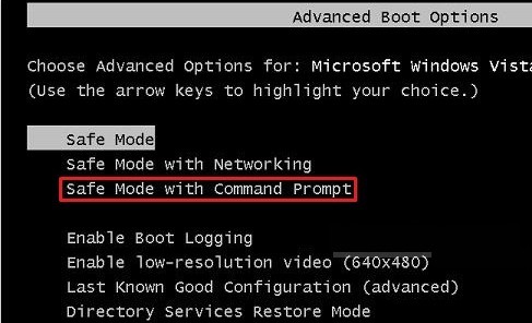 safe mode with command prompt