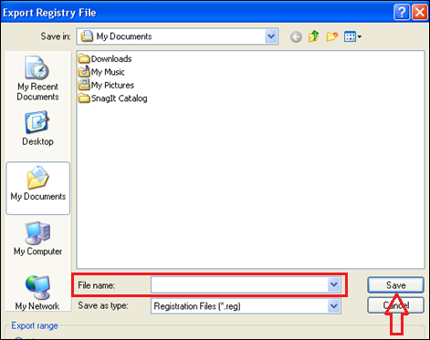 save registry file
