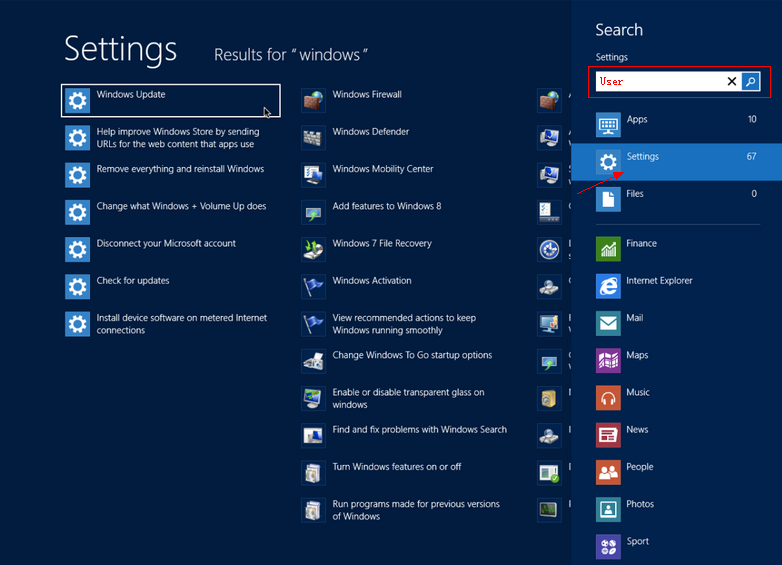 settings win8