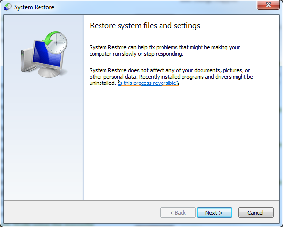 systemrestore-is this orocess reversible