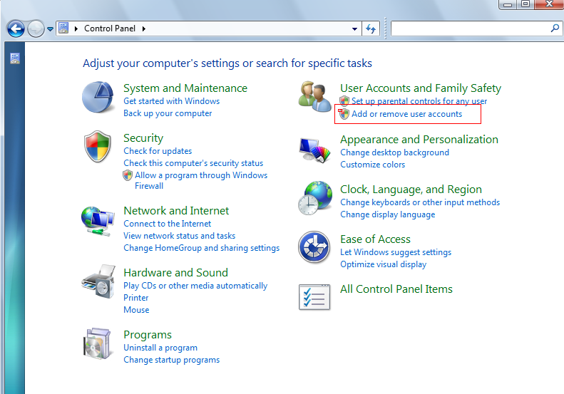 win7 add remove accounts