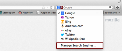 Firefox manage search engine