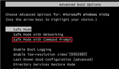 safe mode with command prompt