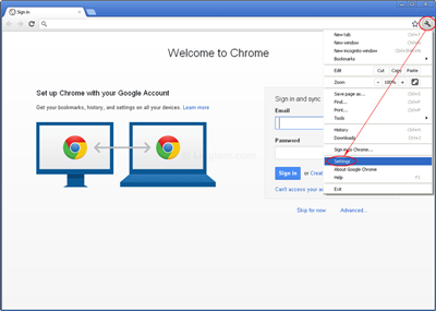 google chrome seetings icon
