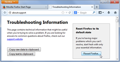 reset firefox22