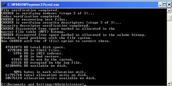 use chkdsk command to fix Aswrvrt.sys problem