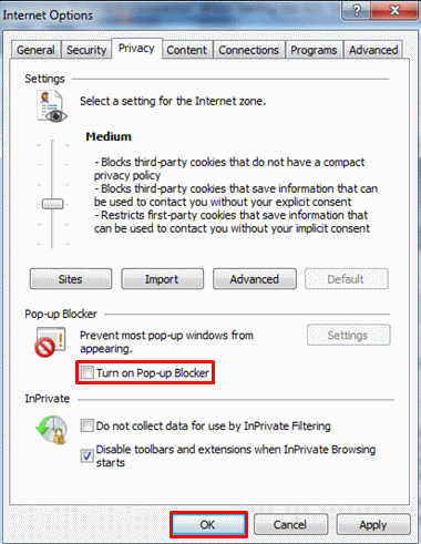 enable IE popup blocker to stop  tumri.net popup