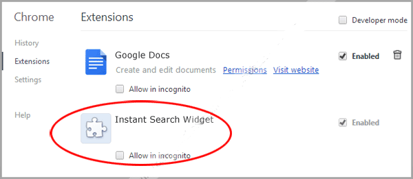 Remove instant search widget