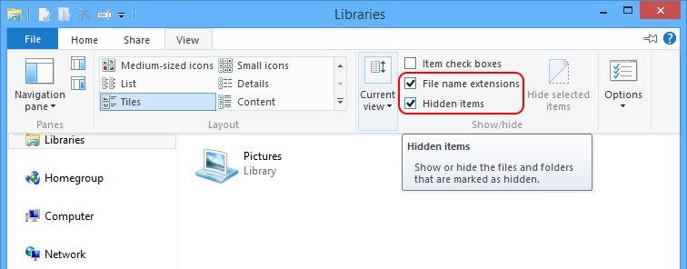 show hidden file in Windows8 to remove items generated by Windows Internet Guard