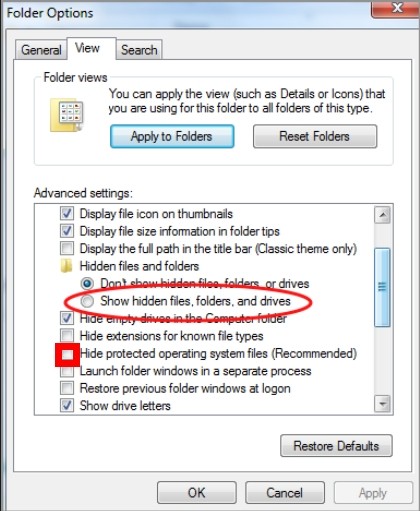 windows hidden files