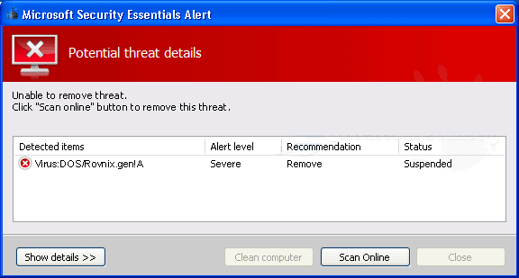 remove VirusDOSRovnixgenA