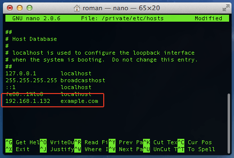 hosts file  example on Mac