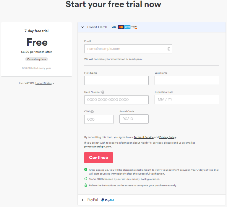 nordvpn free trial