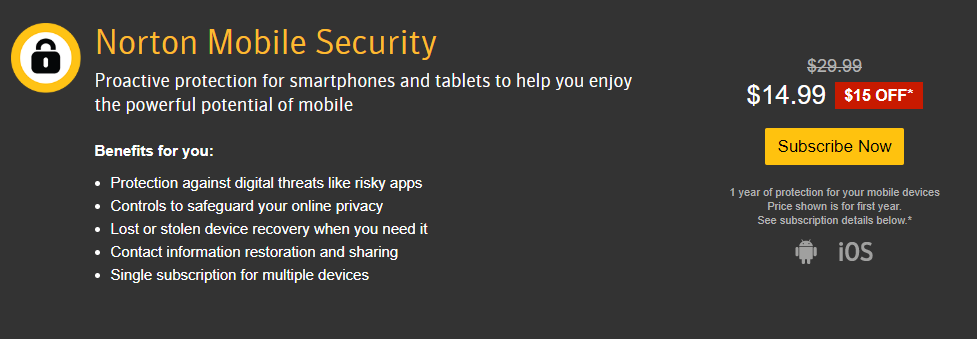 norton mobile security promo code