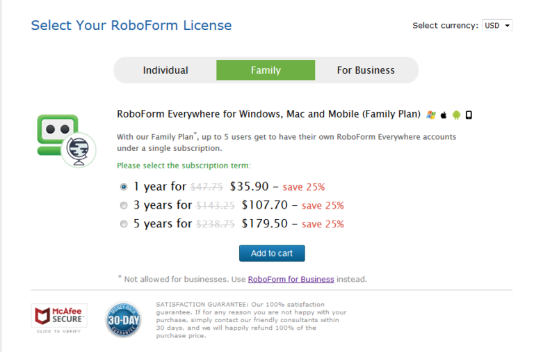 roboform family plan