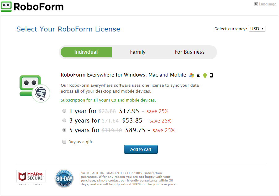 roboform discount rfs25