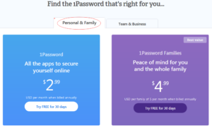 1password family subscription